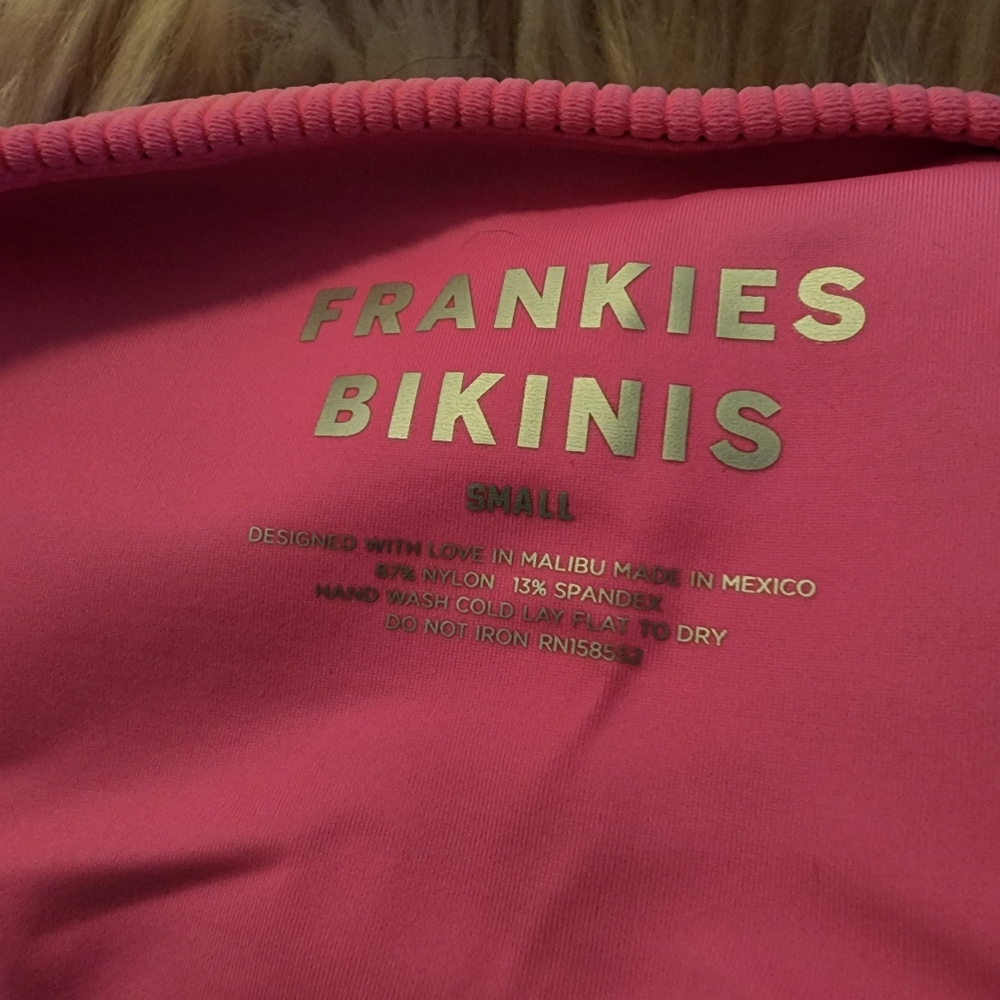 Frankies Bikinis Jenna ribbed high waist bikini bottom bright pink - Picture 3 of 9